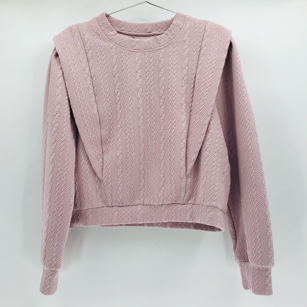 Blank NYC Spin Doctor Quilted Long Sleeve Sweatshirt and Pants Pink Size Medium